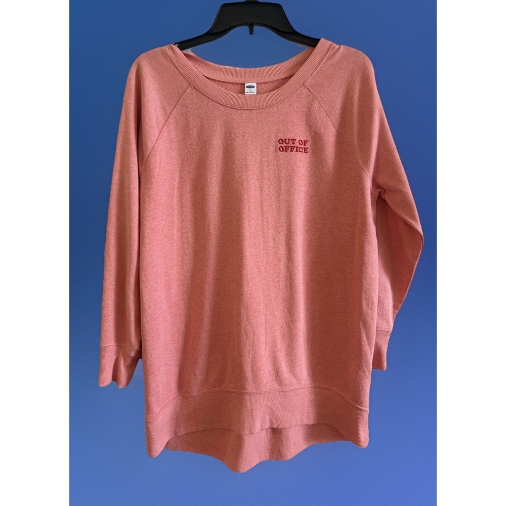 Old Navy Sweatshirt Womens Small Pink Out Of Office Embroidery Oversized Top S